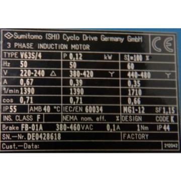 SUMITOMO Drive Getriebemotor  CNFMS012-6120DAEB-731/GV63S/4   I=731  - unused -