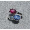 LINDE LINDY TRANS RED STAR RUBY CREATED SAPPHIRE STAR BLUE 2NDS RING NPM #1 small image