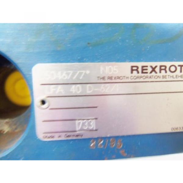 REXROTH HYDRAULIC VALVE LFA 40D-62/F AS PICTURED  USED #2 image