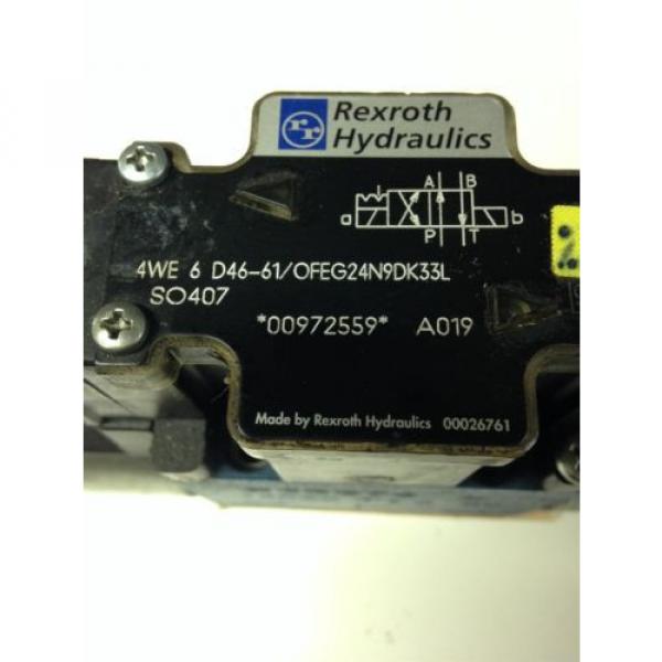 REXROTH HYDRAULICS 4WE6D46-61/OFEG24N9DK33L SO407 SOLENOID VALVE USED U4 #2 image