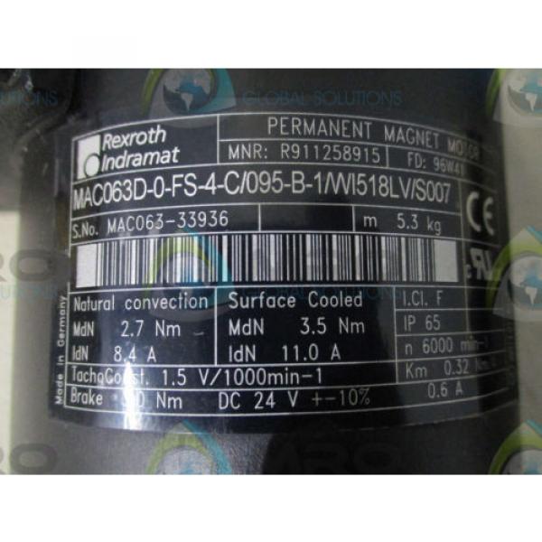 REXROTH INDRAMAT MAC063D-0-FS-4-C/095-B-Q/W1518LV/S007 MAGNET MOTOR Origin NO BOX #4 image