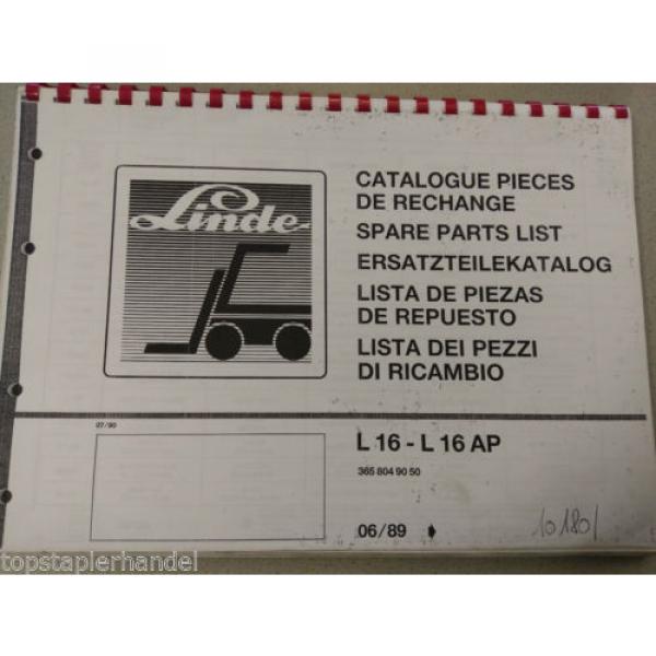 Ersatzteilbuch Linde GabelstaplerL16 - L16AP Serie 365 ab 06/89 #1 image