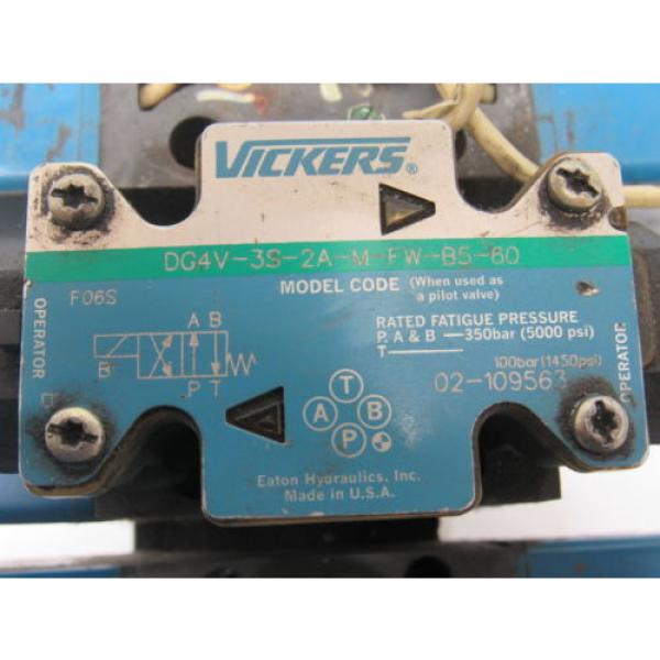 Vickers DG4V-3S-2A-M-FW-B5-60 110V Hydraulic Solenoid Valve W/Aluminum Manifold #11 image