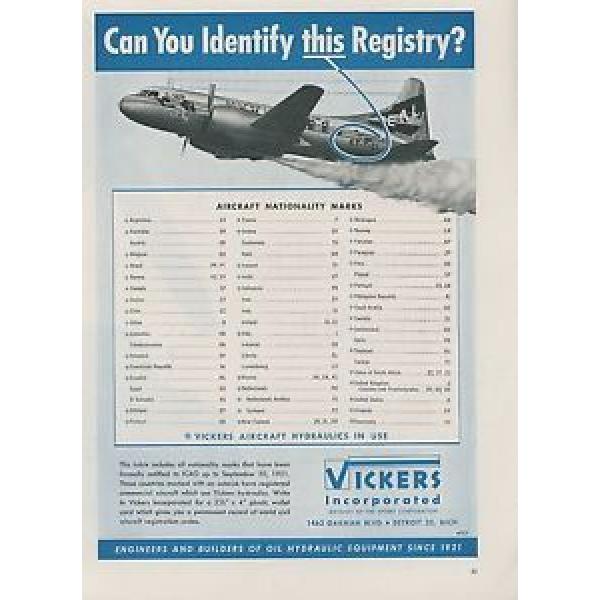 1952 Vickers Hydraulics Ad Ethiopian Air Lines Airplane Aircraft Registry Marks #1 image