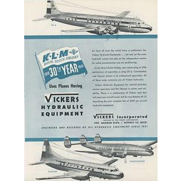 1949 Vickers Aircraft Hydraulics Ad KLM Royal Dutch Airlines #0th Anniversary #1 image