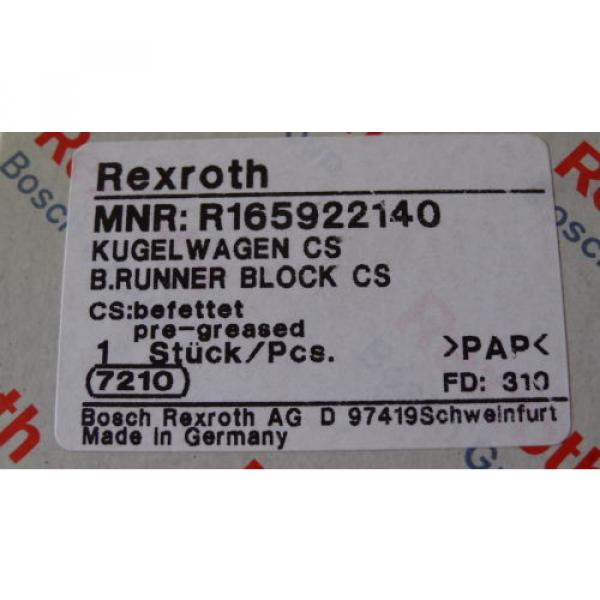 Rexroth 05  Bosch Rollenwagen Führungswagen Linearführung  R165922140 #1 image