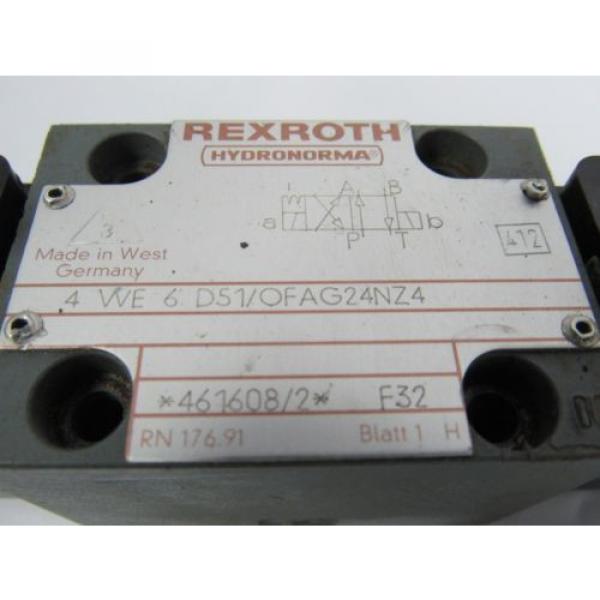 REXROTH 4 WE 6 D51/OFAG24NZ4 F32 24V DC 26W HYDRONORMA VALVE  USED #2 image