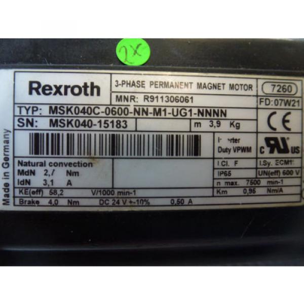 Rexroth MSK040C-0600-NN-M1-UG1-NNNN, 3-Phase Synchronus PM-Motor with Brake #2 image