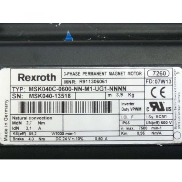 Rexroth MSK040C-0600-NN-M1-UG1-NNNN 3-Phase Permanent Magnet Motor #2 image