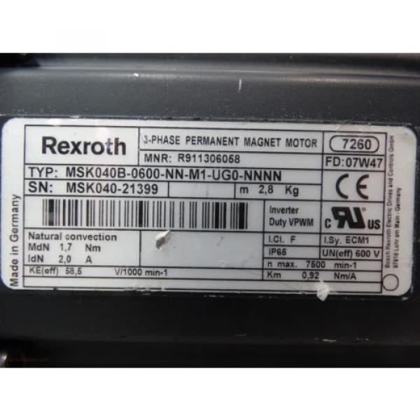 Rexroth MSK040B-0600-NN-M1-UG0-NNNN 3-Phase Permanent Magnet Motor #2 image