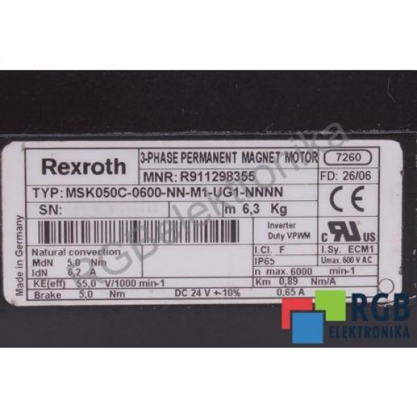 MSK050C-0600-NN-M1-UG1-NNNN R911298355  REXROTH 12M WARRANTY ID3502 #4 image