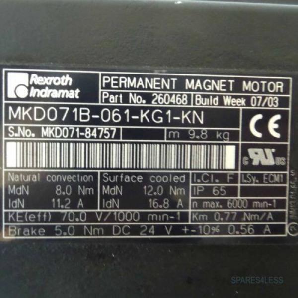 Rexroth Indramat Servomotor MKD071B-061-KG1-KN 260468 GEB #2 image