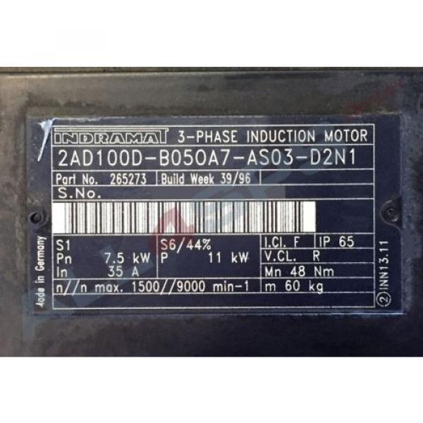 BOSCH REXROTH INDRAMAT DREHSTROMSERVOMOTOR, 2AD100D-B050A7-AS03-D2N1 GEBRAUCHT #3 image